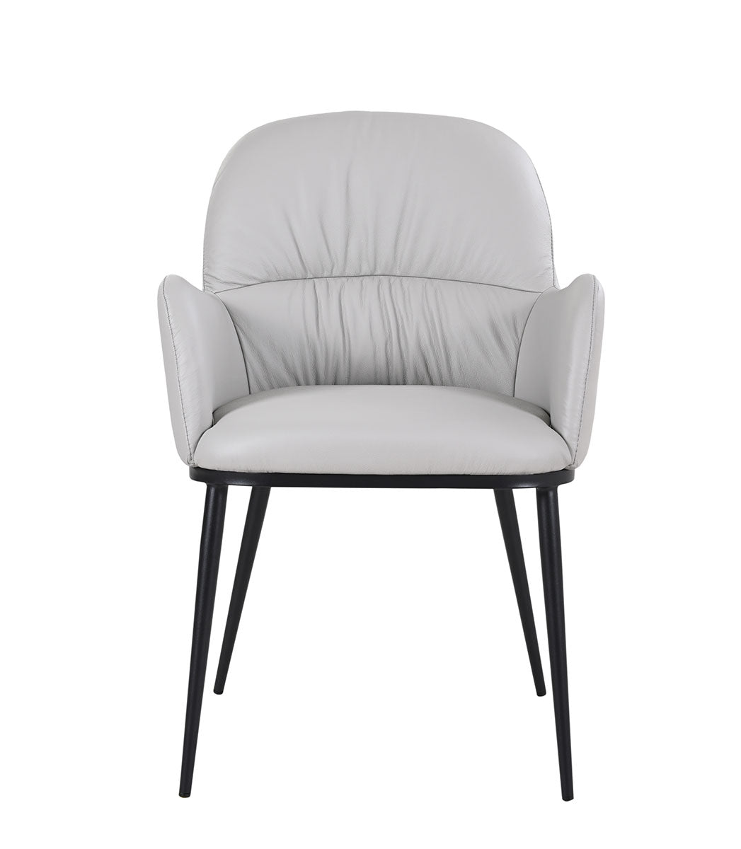 J and M Furniture Dining Chair Kora Leather Armchair in Light Grey | J&M Furniture