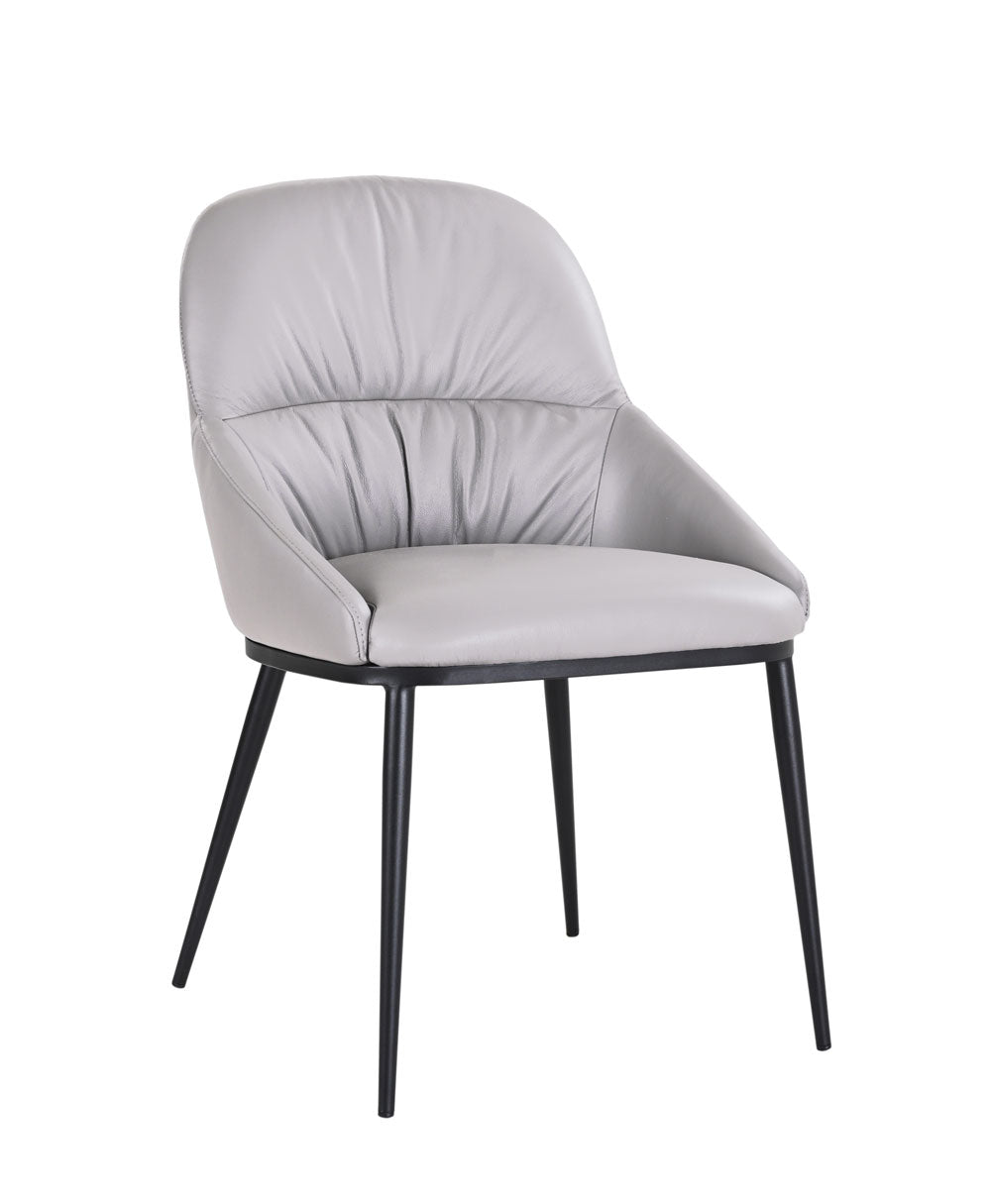 J and M Furniture Dining Chair Kora Leather Chair in Pewter (Pair) | J&M Furniture