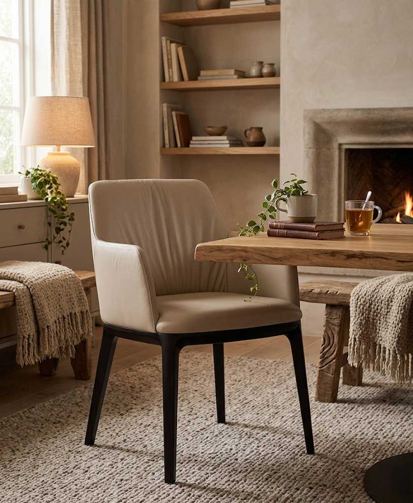 Osaka Leather Armchair in Light Mocha 301 by J&M Furniture