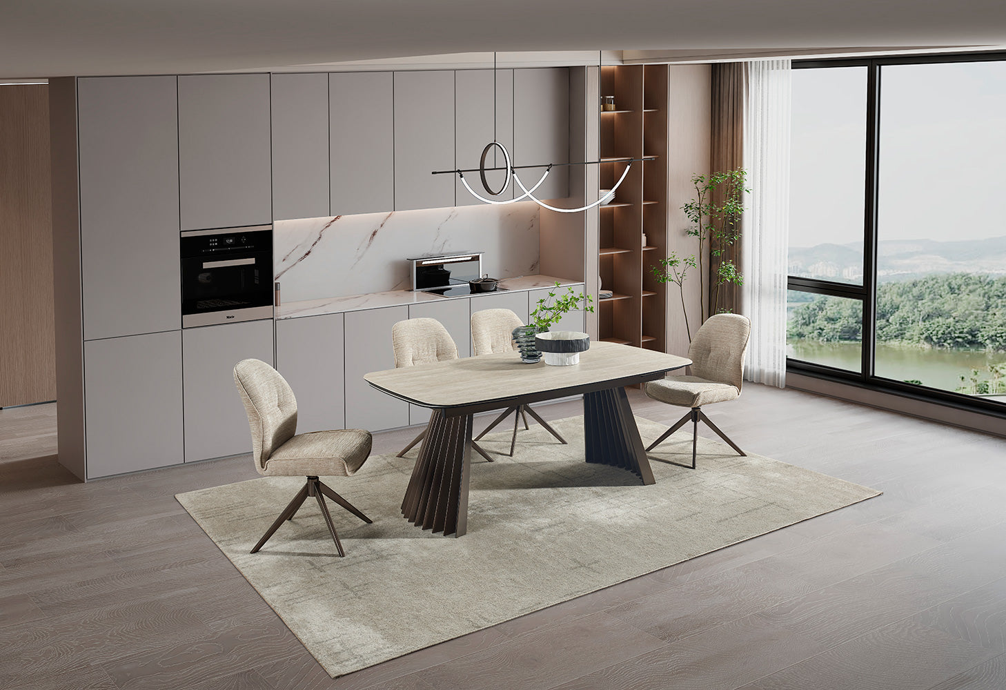 J and M Furniture Dining Table Warm Travertine Extension Table | J&M Furniture