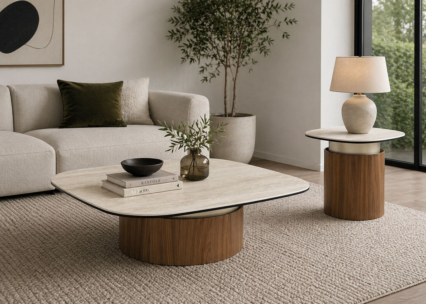 J and M Furniture End Table Balsato Coffee Table with Travertine Look Ceramic Top | J&M Furniture