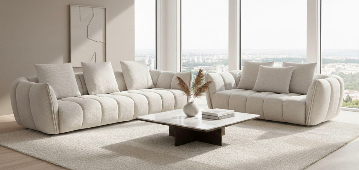 J and M Furniture Loveseat Lennox Fabric Loveseat in Light Grey | J&M Furniture