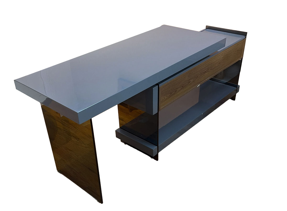 J&M Open Box Desk Grey Cloud Modern Desk in High Gloss | Floor Model