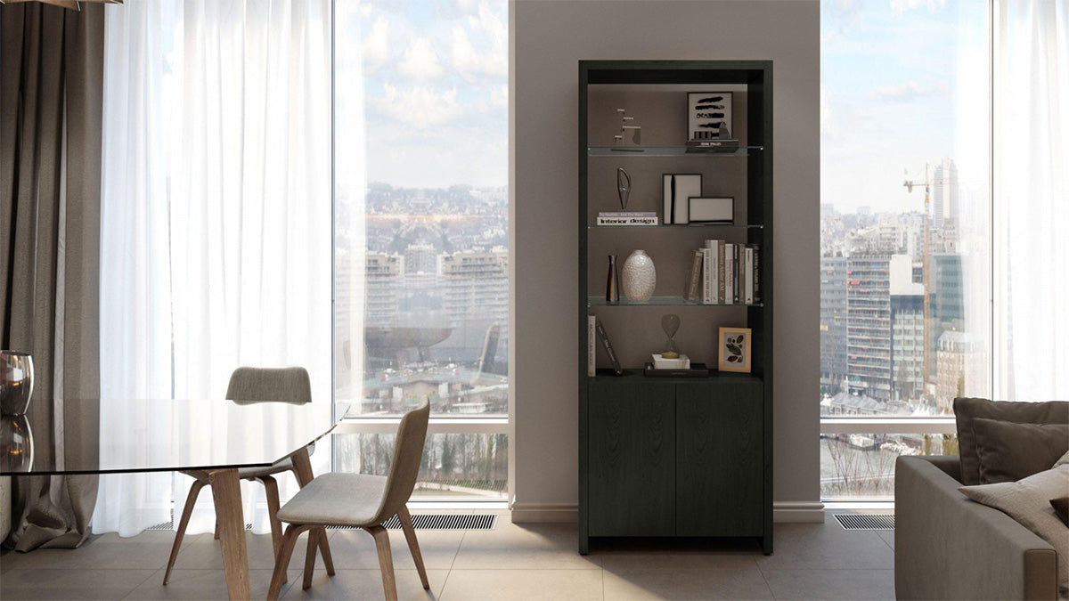 Linea Expandable Bookcase with Glass Shelves 5802 | BDI Furniture