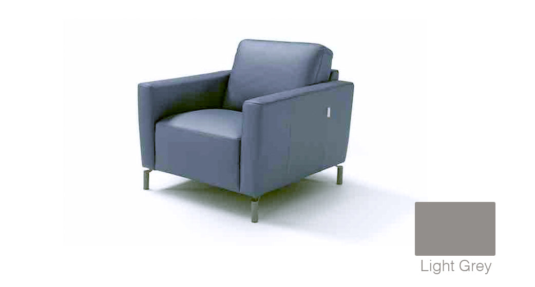 Max Divani Chair Caleb Leather Chair in Light Grey | Max Divani