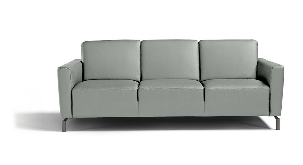 Max Divani Couches & Sofa Caleb Leather Sofa in Light Grey | Max Divani