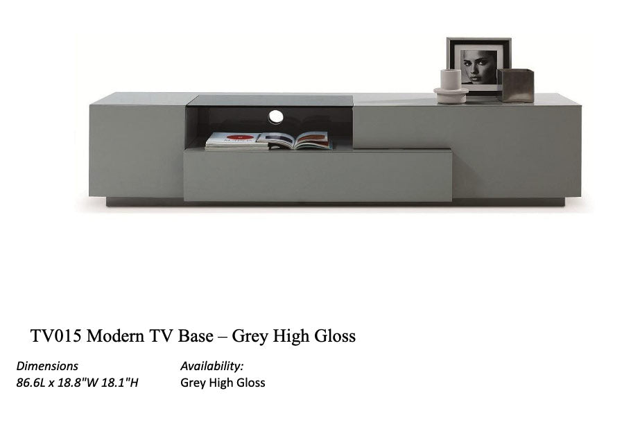 Modern TV Stand TV015 in Grey Gloss | J&M Furniture