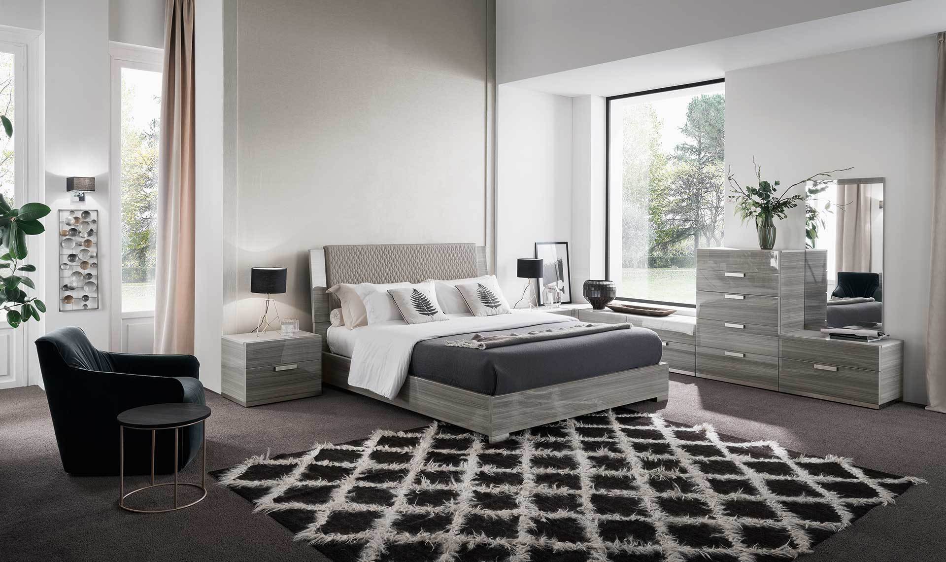 Alf Italia Bedroom Sets Iris Platform Bed w/ Upholstered Headboard