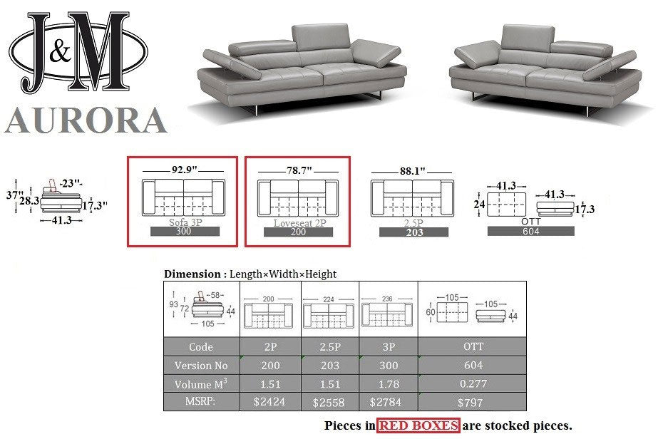 Aurora Premium Leather Loveseat | J&M Furniture