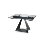 Elite Modern Dining Table 45" Extendable Table / Brushed Aluminum Prism Extendable Glass Table 3020 | Elite Modern