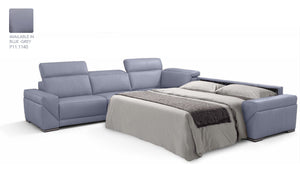 i912 Reclining Leather Sectional in Blue Grey | Incanto