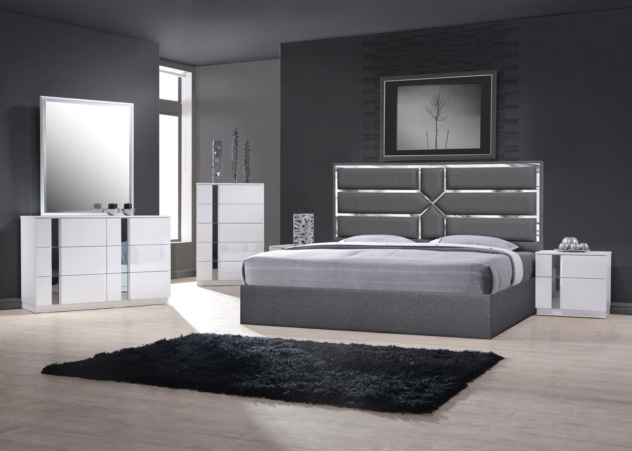 J and M Furniture Bed Da Vinci Bed in Charcoal