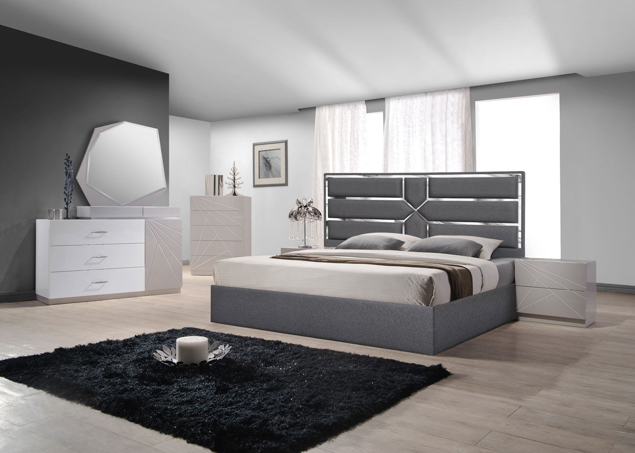 J and M Furniture Bed Da Vinci Bed in Charcoal