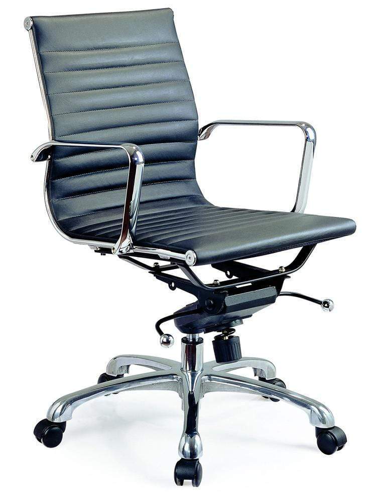 J and M Furniture Chair Comfy Low Back Black Office Chair