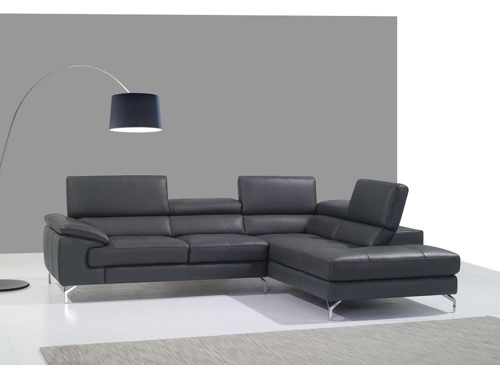 J and M Furniture Couches & Sofa A973 Leather Sectional in Grey | J&M Furniture