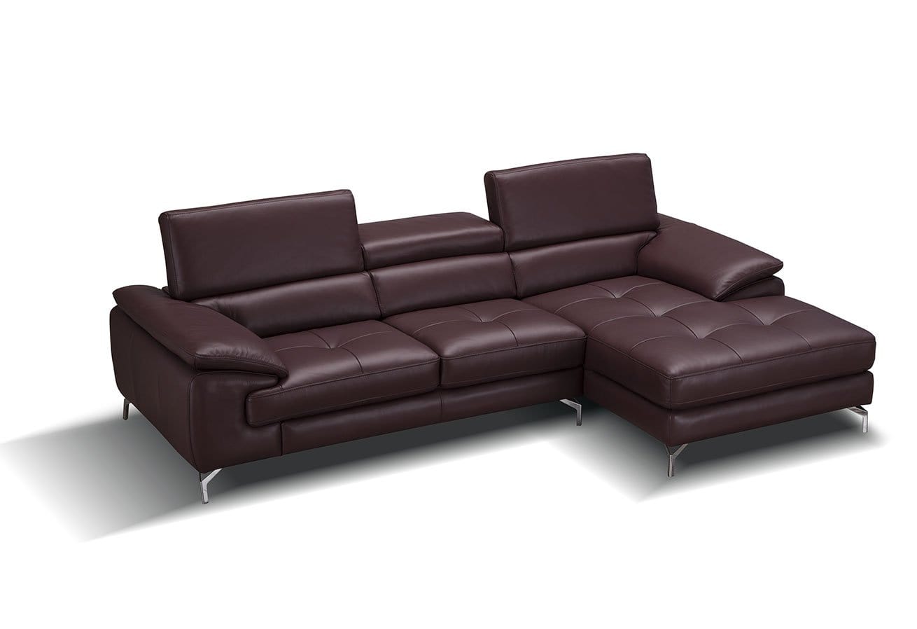 J and M Furniture Couches & Sofa Add Right Hand Facing Chaise A973b Premium Leather Mini Sectional in Maroon