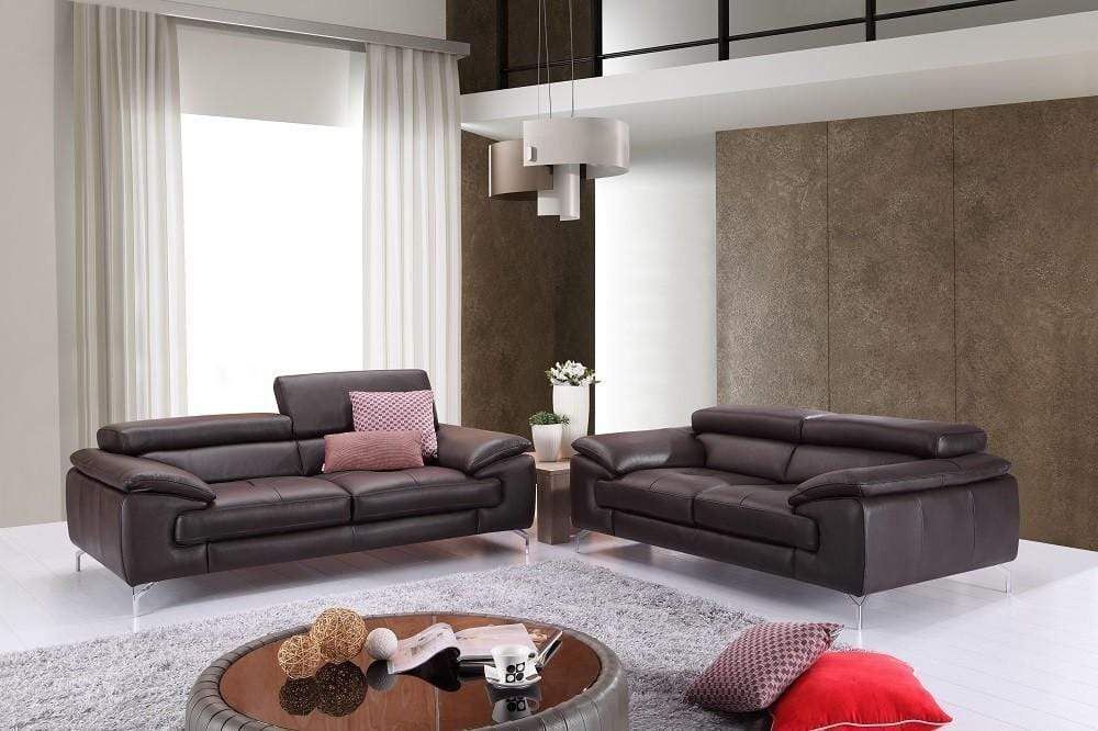 J and M Furniture Couches & Sofa Add Sofa / Add Loveseat A973 Italian Leather Sofa Collection in Coffee