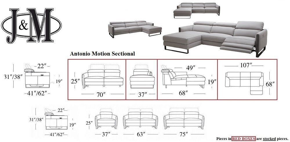J and M Furniture Couches & Sofa Antonio Motion Sectional | J&M Furniture