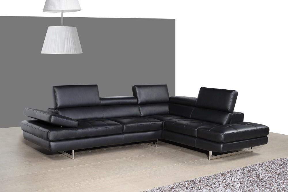 J and M Furniture Couches & Sofa Forza A761 Italian Leather Sectional In Black