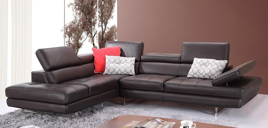 J and M Furniture Couches & Sofa Forza A761 Italian Leather Sectional In Brown