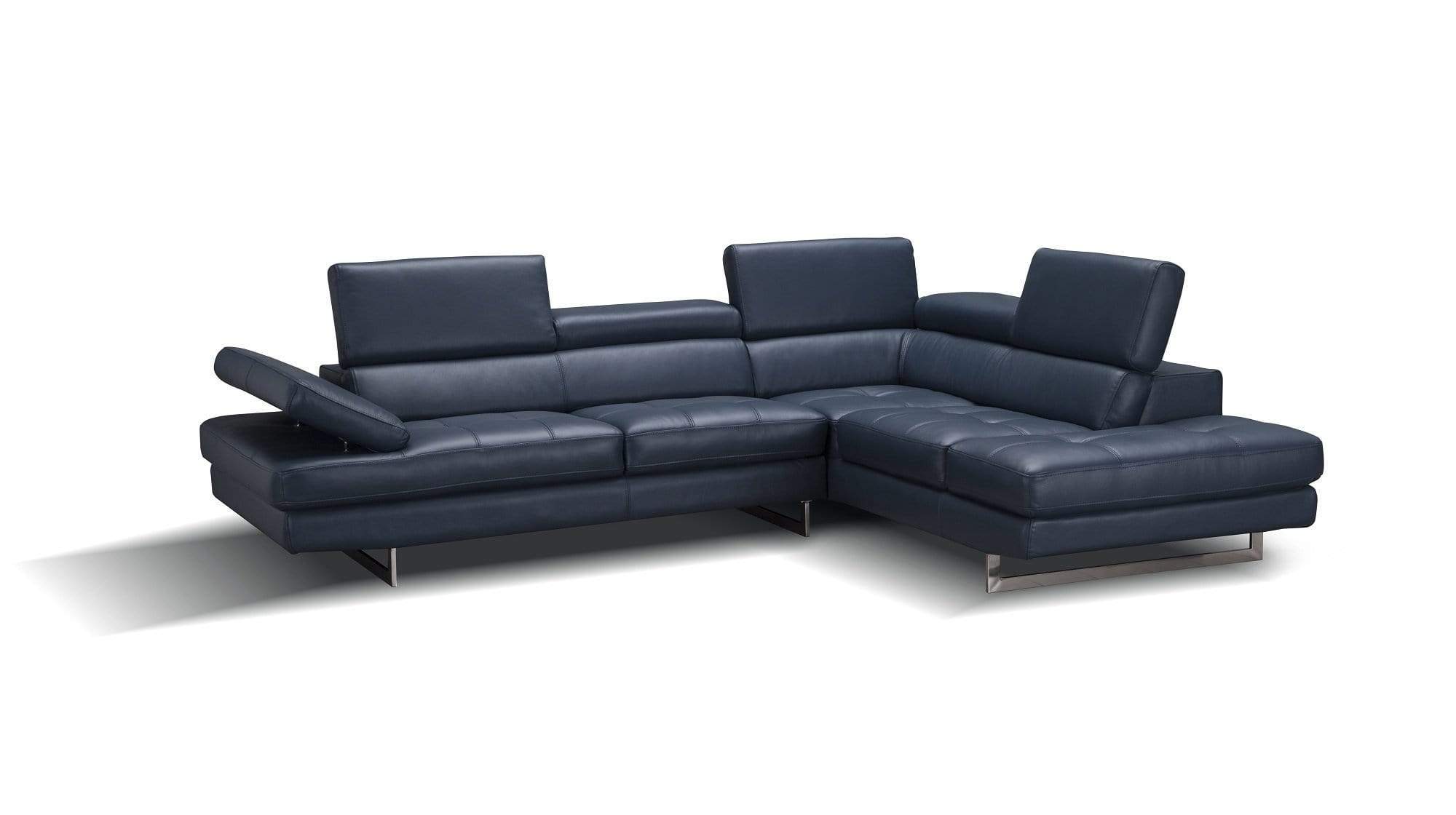 J and M Furniture Couches & Sofa Left Hand Facing Forza A761 Italian Leather Sectional In Blue