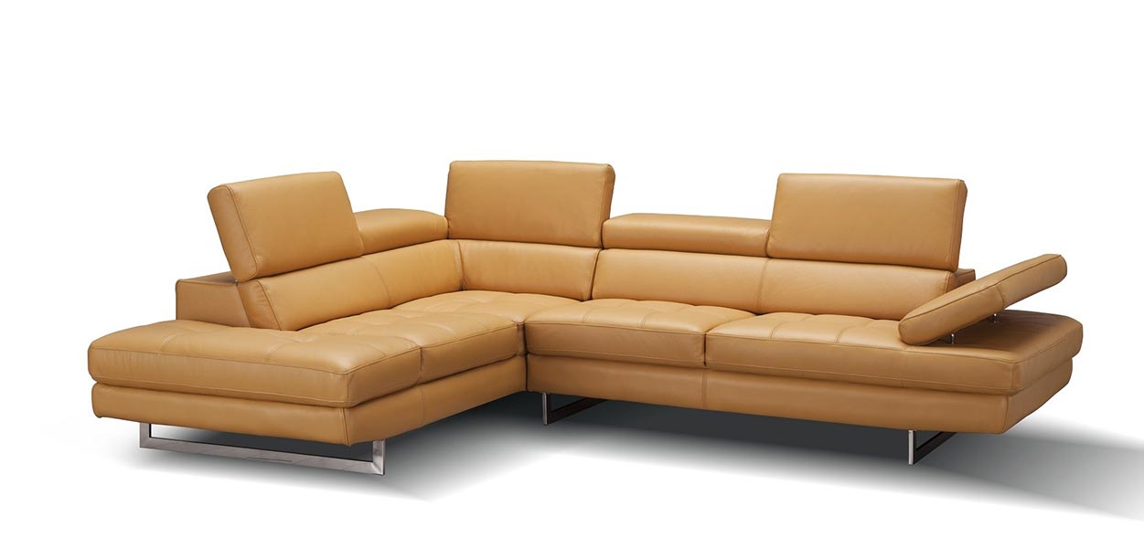J and M Furniture Couches & Sofa Left Hand Facing Forza A761 Italian Leather Sectional In Freesia