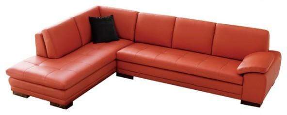 Miami Italian Leather Sectional in Pumpkin - 625 | J&M Furniture