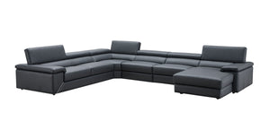 J and M Furniture Couches & Sofa Right Hand Facing Chaise Kobe Leather Sectional in Blue Grey | J&M Furniture