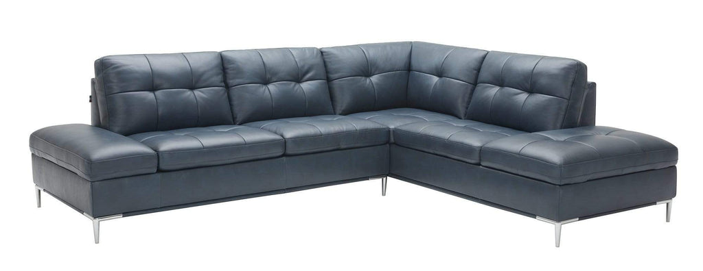 J and M Furniture Couches & Sofa Right Hand Facing Chaise Leonardo Storage Sectional in Navy Blue