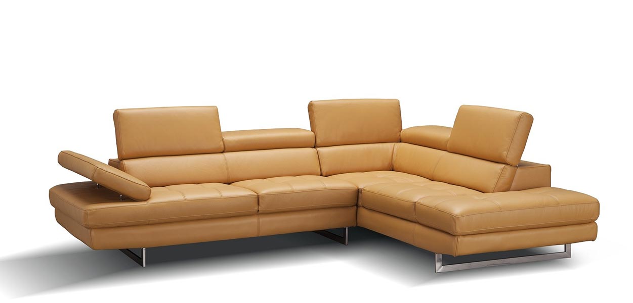 J and M Furniture Couches & Sofa Right Hand Facing Forza A761 Italian Leather Sectional In Freesia