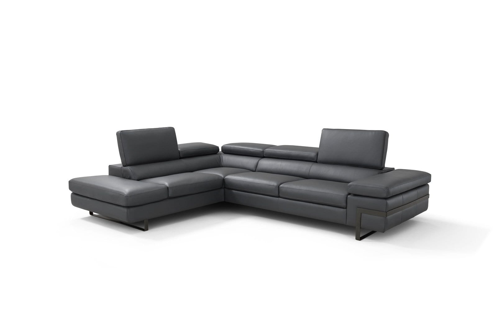 J and M Furniture Couches & Sofa Rimini Italian Leather Sectional in Dark Grey (i867)