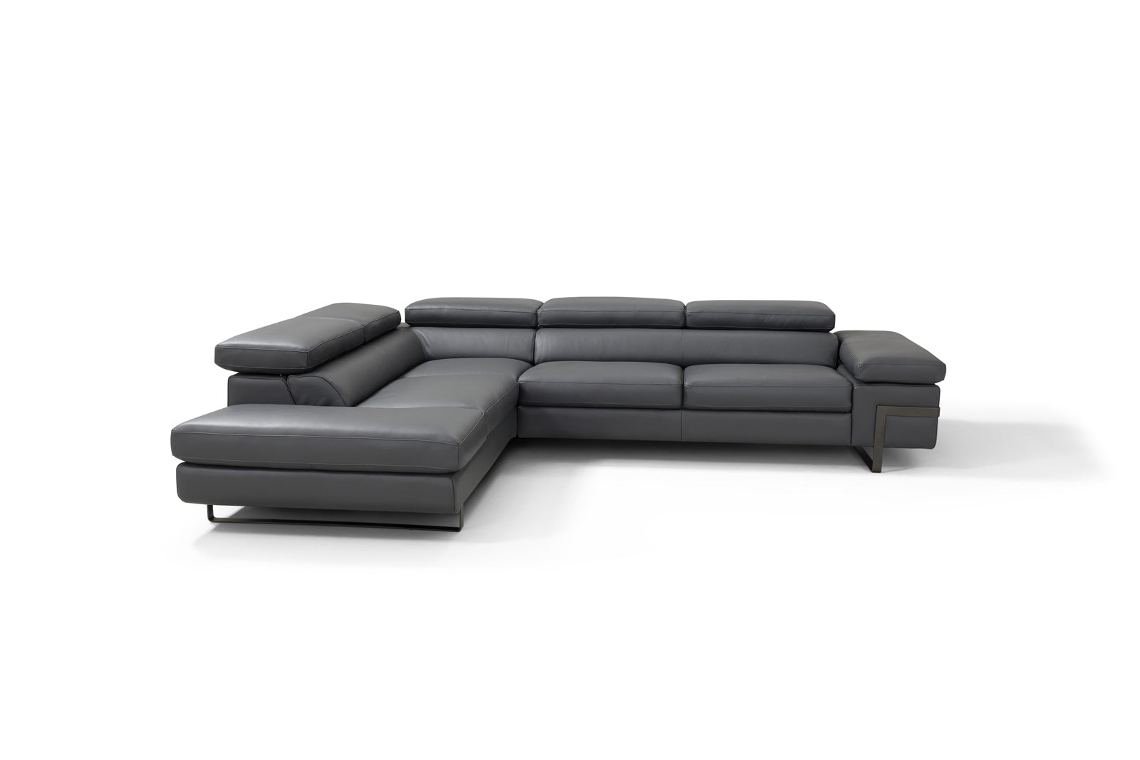 J and M Furniture Couches & Sofa Rimini Italian Leather Sectional in Dark Grey (i867)