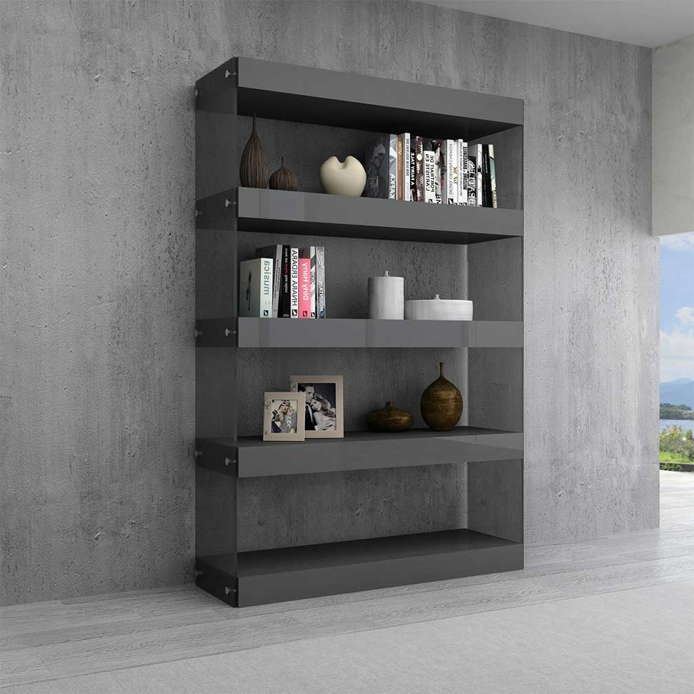 J and M Furniture Display & Storage Grey Cloud Curio in High Gloss