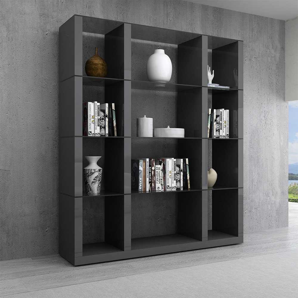 J and M Furniture Display & Storage Grey Cloud  Wall Unit in High Gloss