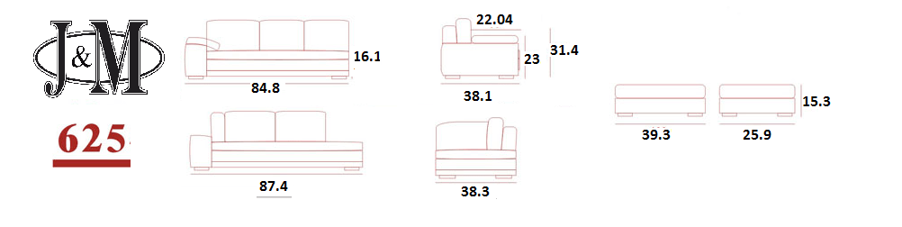 J and M Furniture Living Room 625 Italian Leather Sectional Grey | J&M Furniture