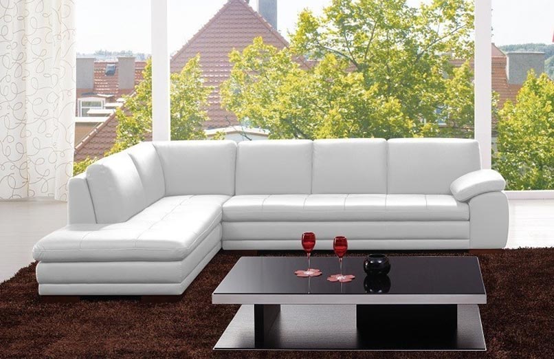 J and M Furniture Living Room 625 Italian Leather Sectional Grey | J&M Furniture