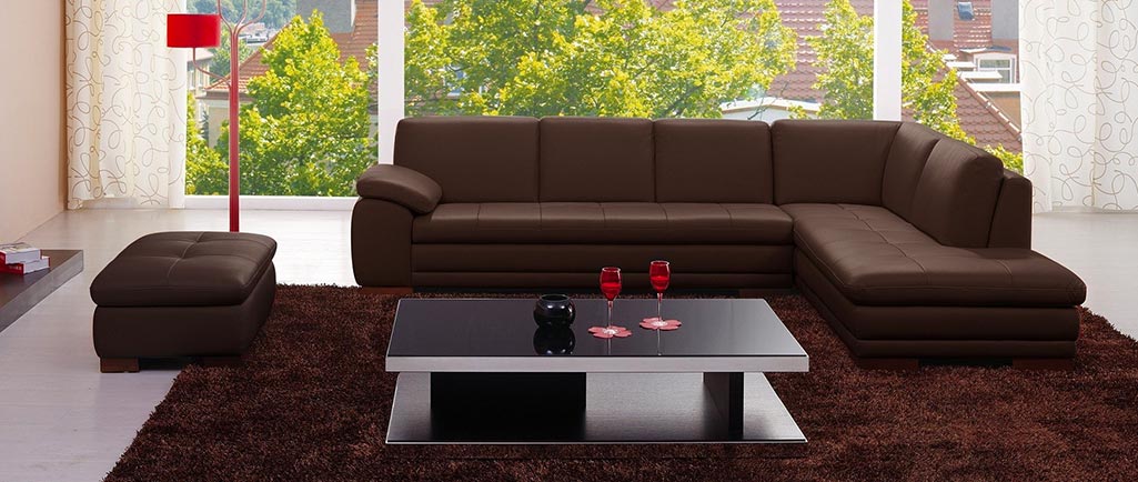 J and M Furniture Living Room 625 Italian Leather Sectional Grey | J&M Furniture