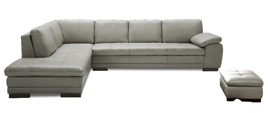 J and M Furniture Living Room Grey / Left Hand Facing / Add Ottoman 625 Italian Leather Sectional Grey | J&M Furniture