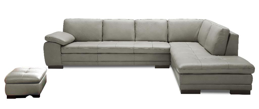 J and M Furniture Living Room Grey / Right Hand Facing / Add Ottoman 625 Italian Leather Sectional Grey | J&M Furniture