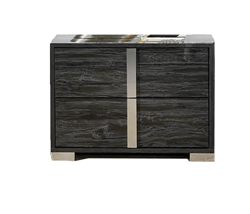 J and M Furniture Nightstands 1 Nightstand Alice Gloss Grey Nightstand