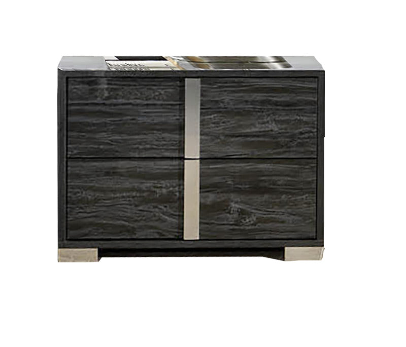 J and M Furniture Nightstands Alice Gloss Grey Nightstand