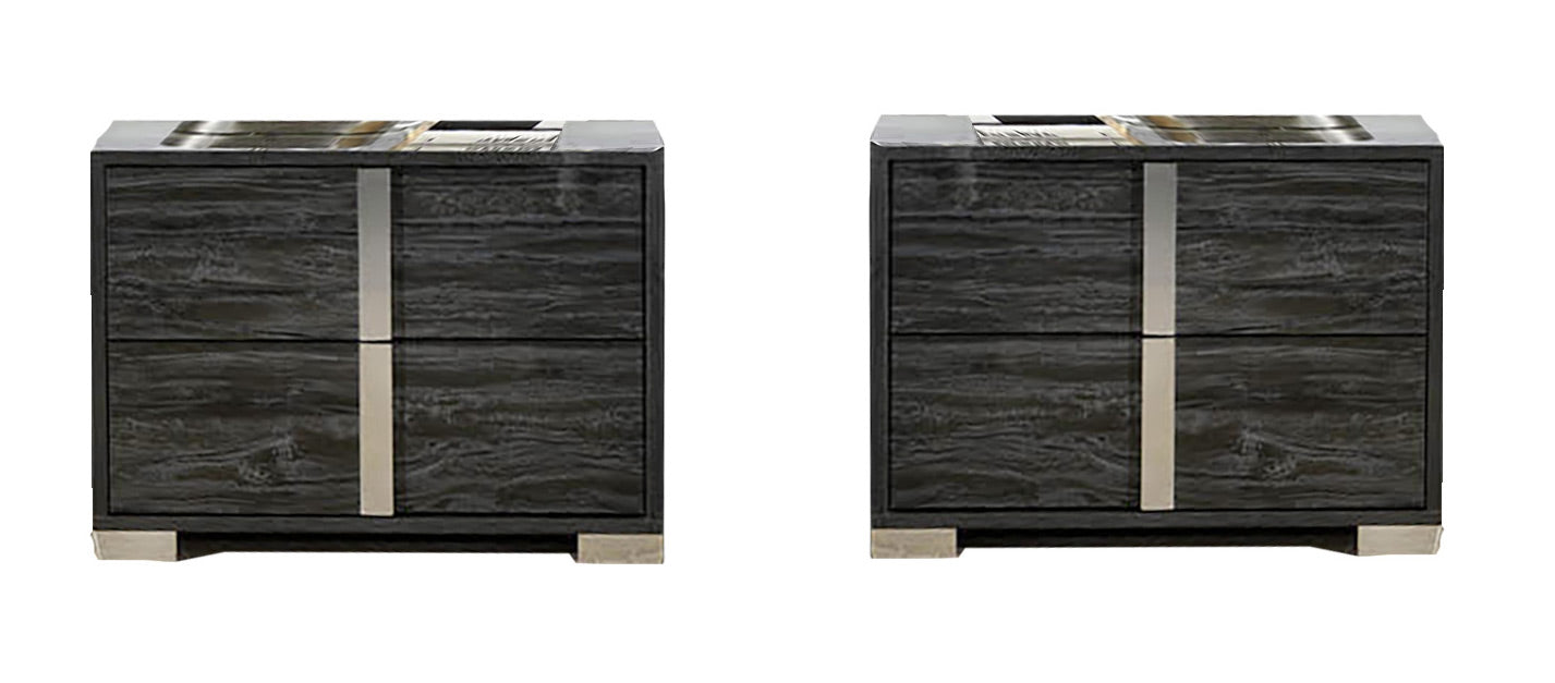 J and M Furniture Nightstands Alice Gloss Grey Nightstand