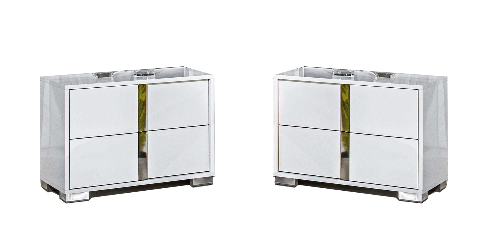 J and M Furniture Nightstands Left & Right Nightstand Alice Gloss White Nightstand