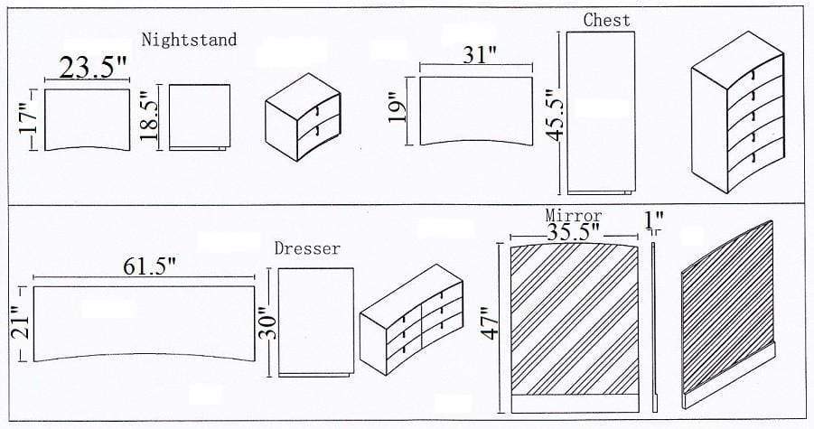 J and M Furniture Nightstands Vera Modern Nightstand
