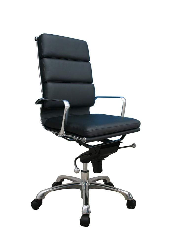 J and M Furniture Office Furniture Black Plush White High Back Office Chair