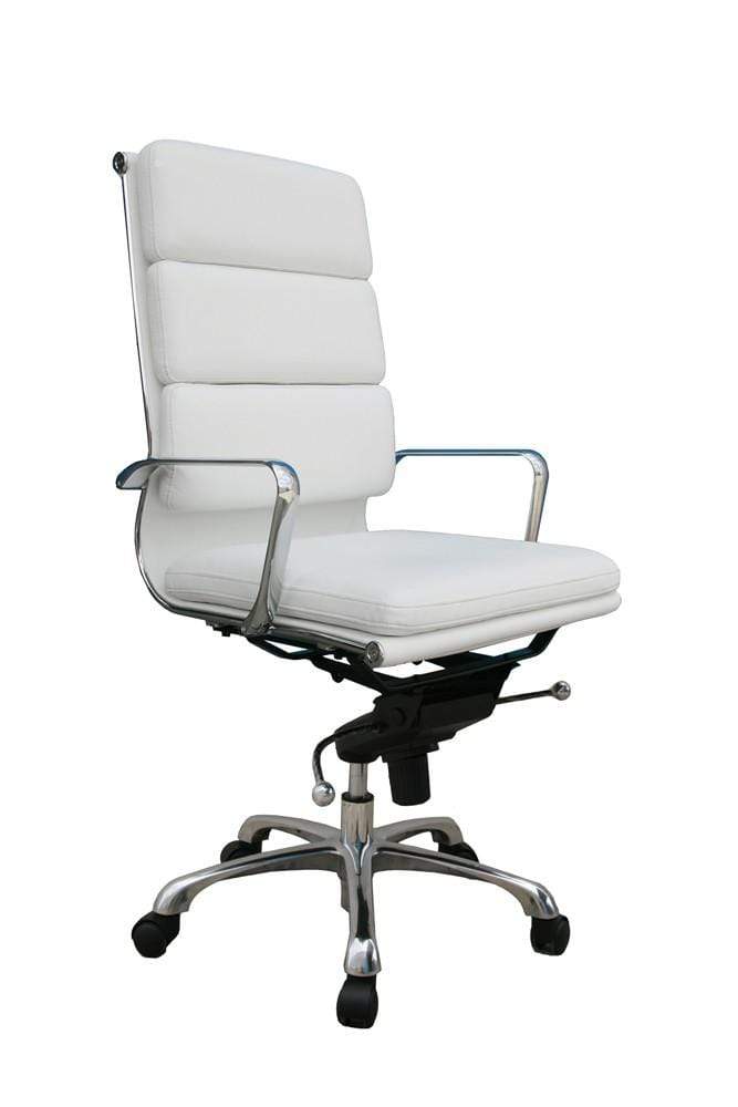 J and M Furniture Office Furniture White Plush White High Back Office Chair