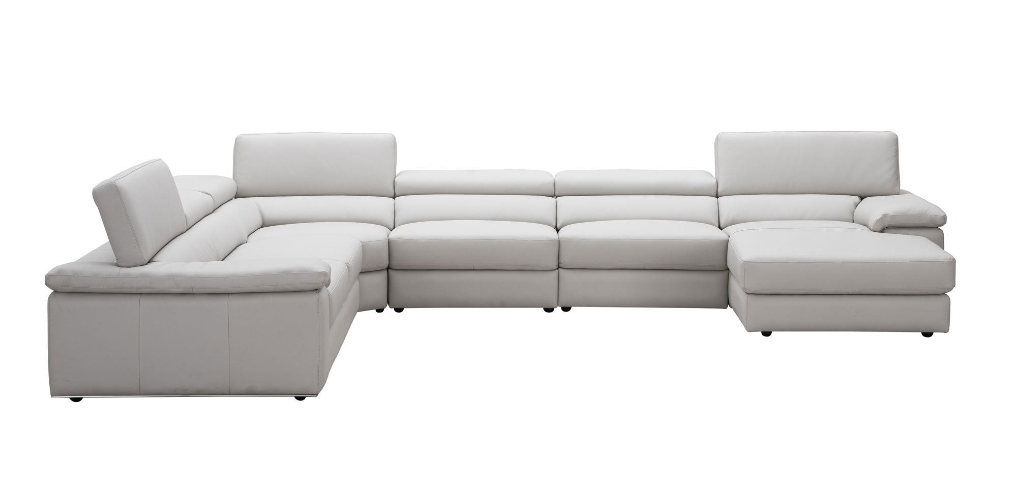 Kobe Leather Sectional in Silver Grey | J&M Furniture