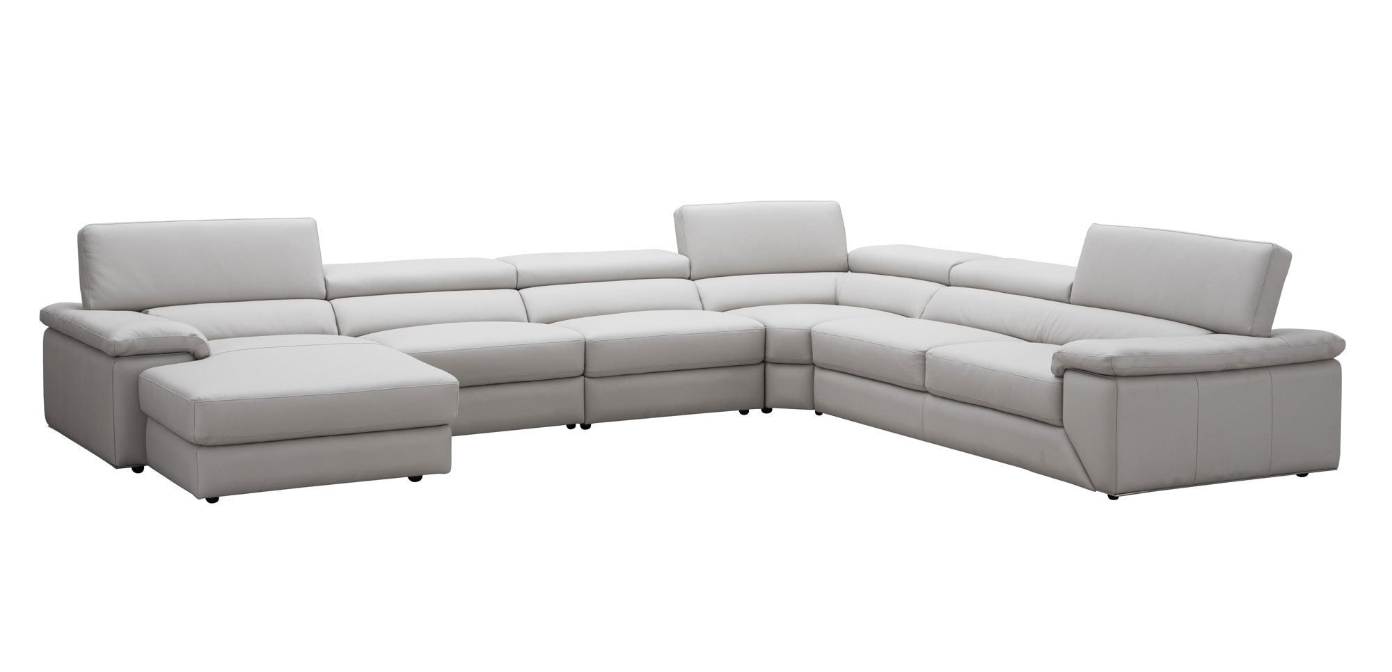 Kobe Leather Sectional in Silver Grey | J&M Furniture