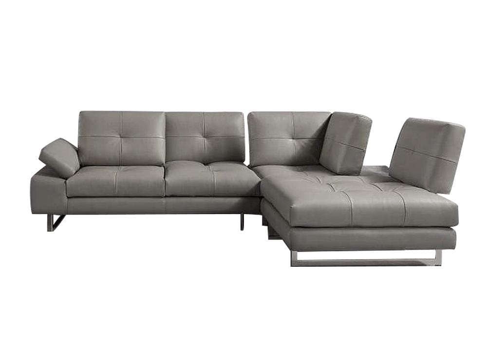 Prive Leather Sectional in Grey | J&M Furniture